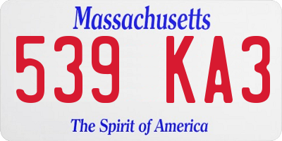 MA license plate 539KA3