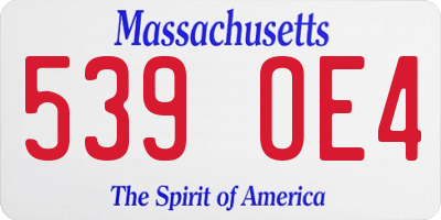 MA license plate 539OE4