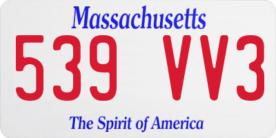 MA license plate 539VV3