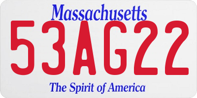 MA license plate 53AG22