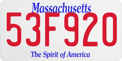 MA license plate 53F920