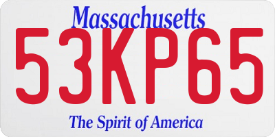 MA license plate 53KP65