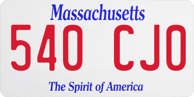 MA license plate 540CJ0
