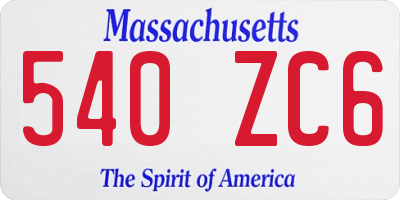 MA license plate 540ZC6