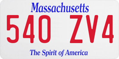 MA license plate 540ZV4