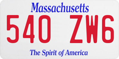MA license plate 540ZW6