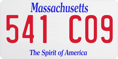 MA license plate 541CO9