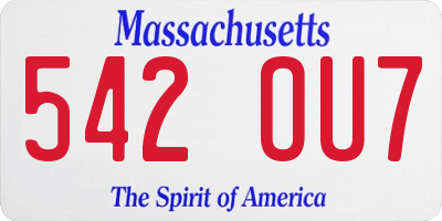 MA license plate 542OU7