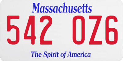 MA license plate 542OZ6