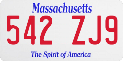 MA license plate 542ZJ9