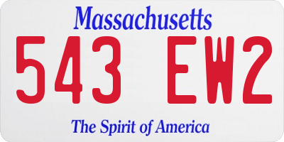MA license plate 543EW2
