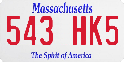 MA license plate 543HK5