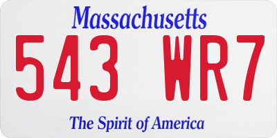 MA license plate 543WR7