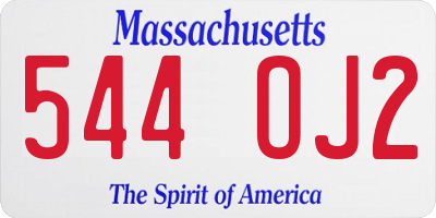 MA license plate 544OJ2