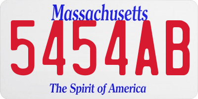 MA license plate 5454AB