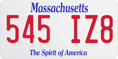 MA license plate 545IZ8