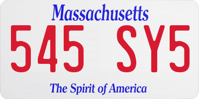 MA license plate 545SY5