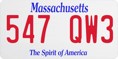 MA license plate 547QW3