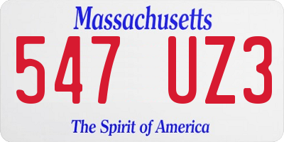 MA license plate 547UZ3