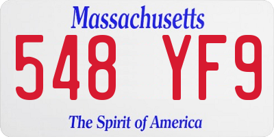 MA license plate 548YF9