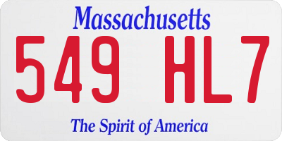 MA license plate 549HL7