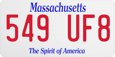 MA license plate 549UF8