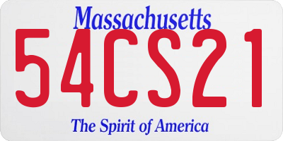 MA license plate 54CS21