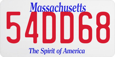 MA license plate 54DD68