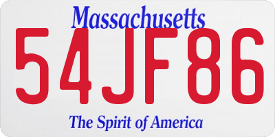 MA license plate 54JF86