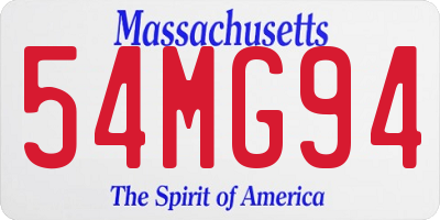 MA license plate 54MG94