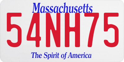 MA license plate 54NH75