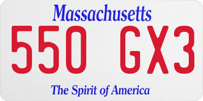 MA license plate 550GX3