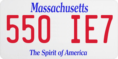 MA license plate 550IE7