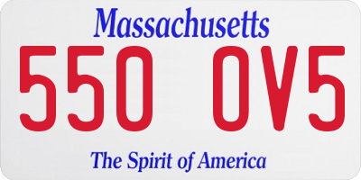 MA license plate 550OV5