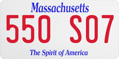 MA license plate 550SO7