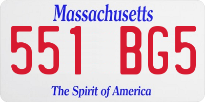 MA license plate 551BG5