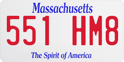 MA license plate 551HM8
