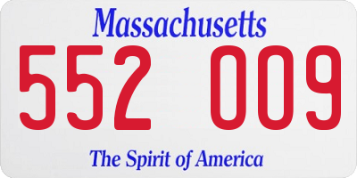 MA license plate 552OO9