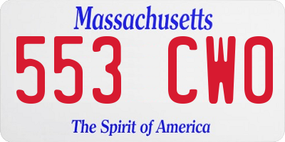 MA license plate 553CW0