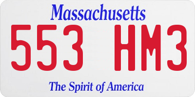 MA license plate 553HM3