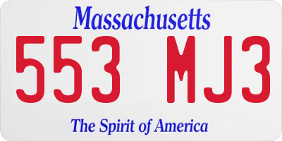 MA license plate 553MJ3