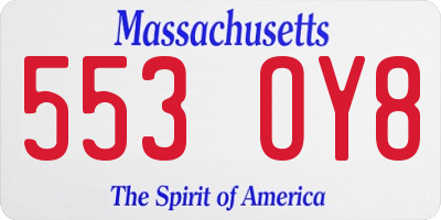 MA license plate 553OY8