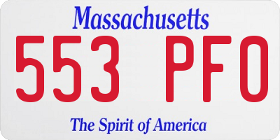 MA license plate 553PF0
