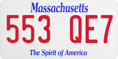 MA license plate 553QE7