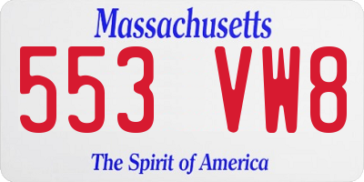 MA license plate 553VW8