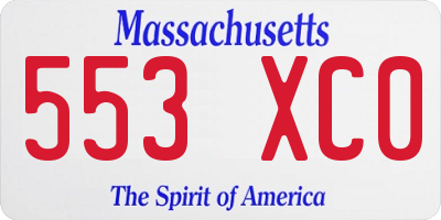 MA license plate 553XC0