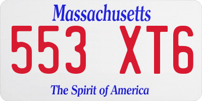 MA license plate 553XT6