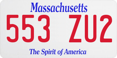 MA license plate 553ZU2