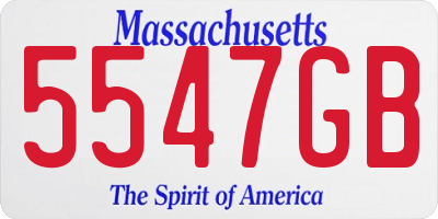 MA license plate 5547GB