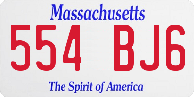 MA license plate 554BJ6